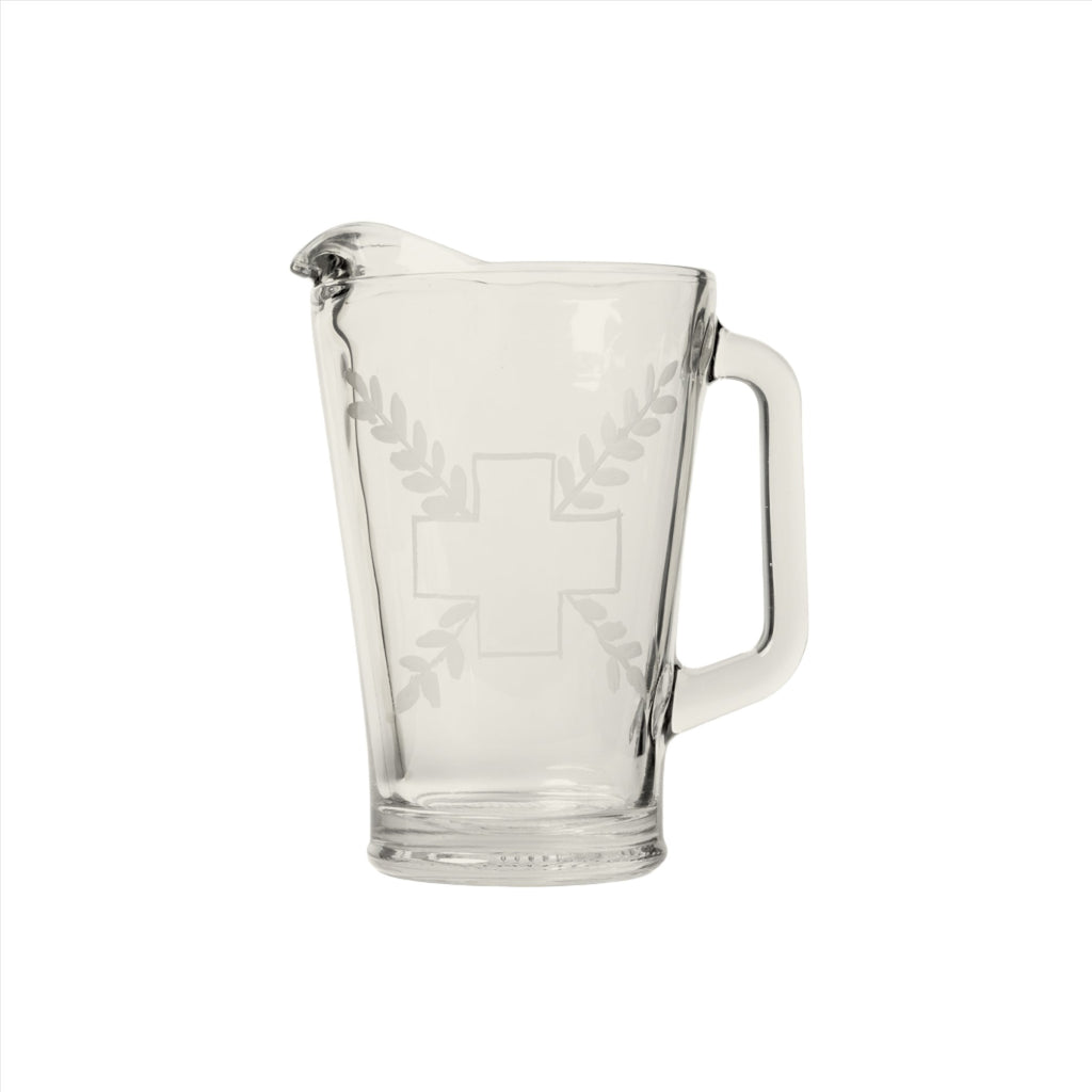 Jan Barboglio Imperio Glass Cross Etched Pitcher