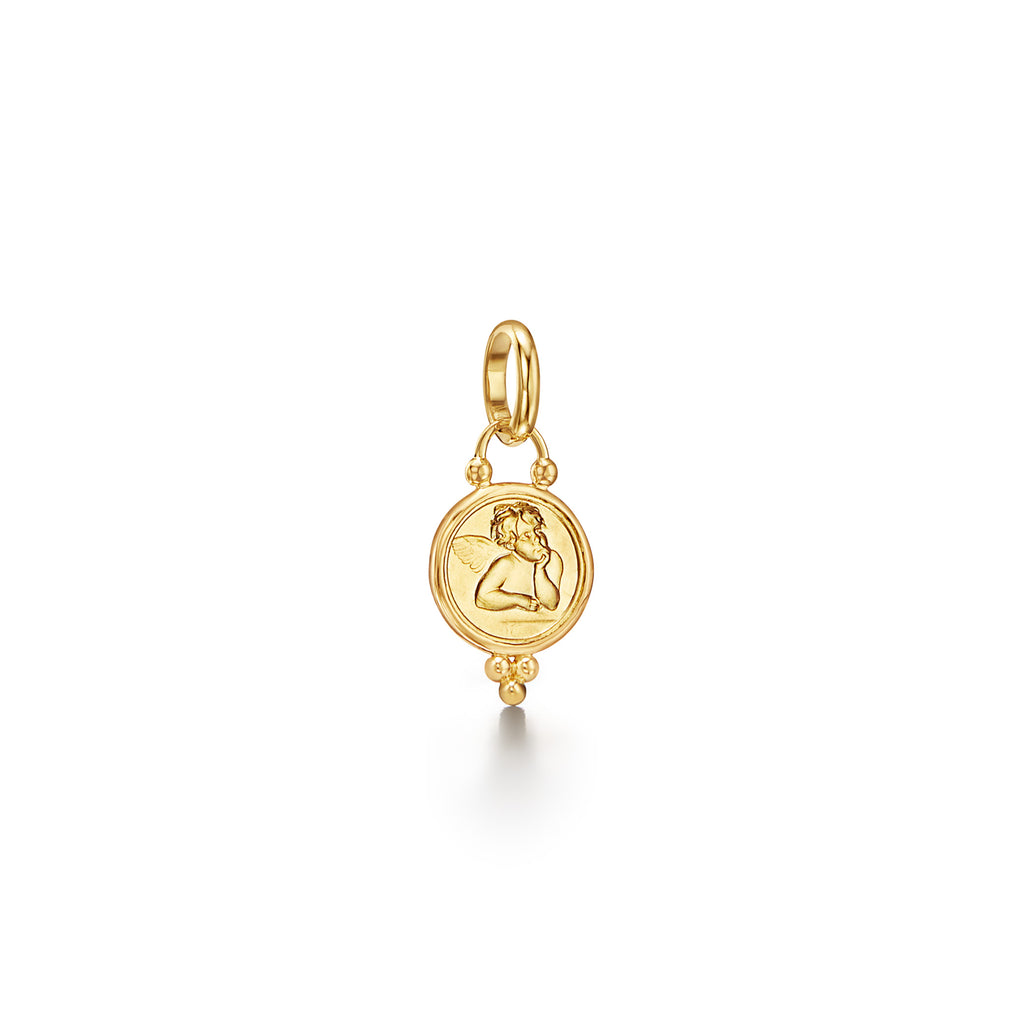 Temple St Clair Angel 18K Yellow Gold Pendant -10mm