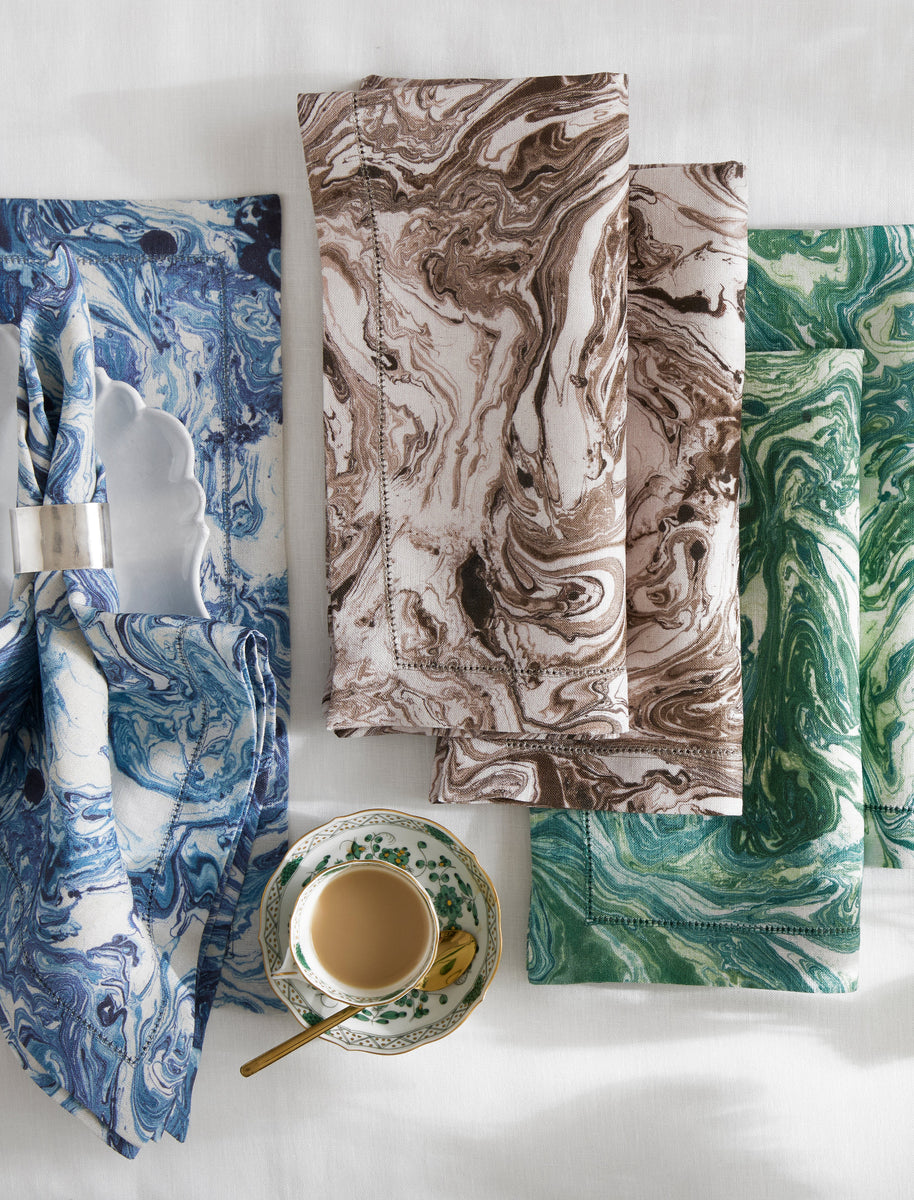 Matouk Schumacher Balthazar Marbled Linen Napkins + Placemats