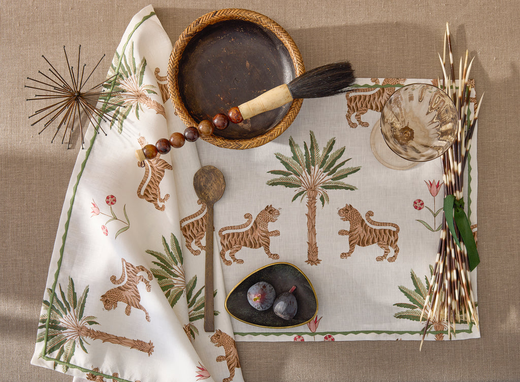Matouk Tiger Palm Napkins, Placemats, Tablecloths, and Runner