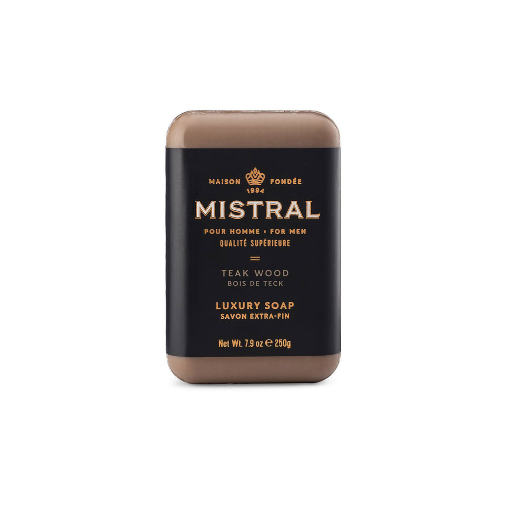 Mistral Teak Wood Men's French Triple Milled Bar Soap