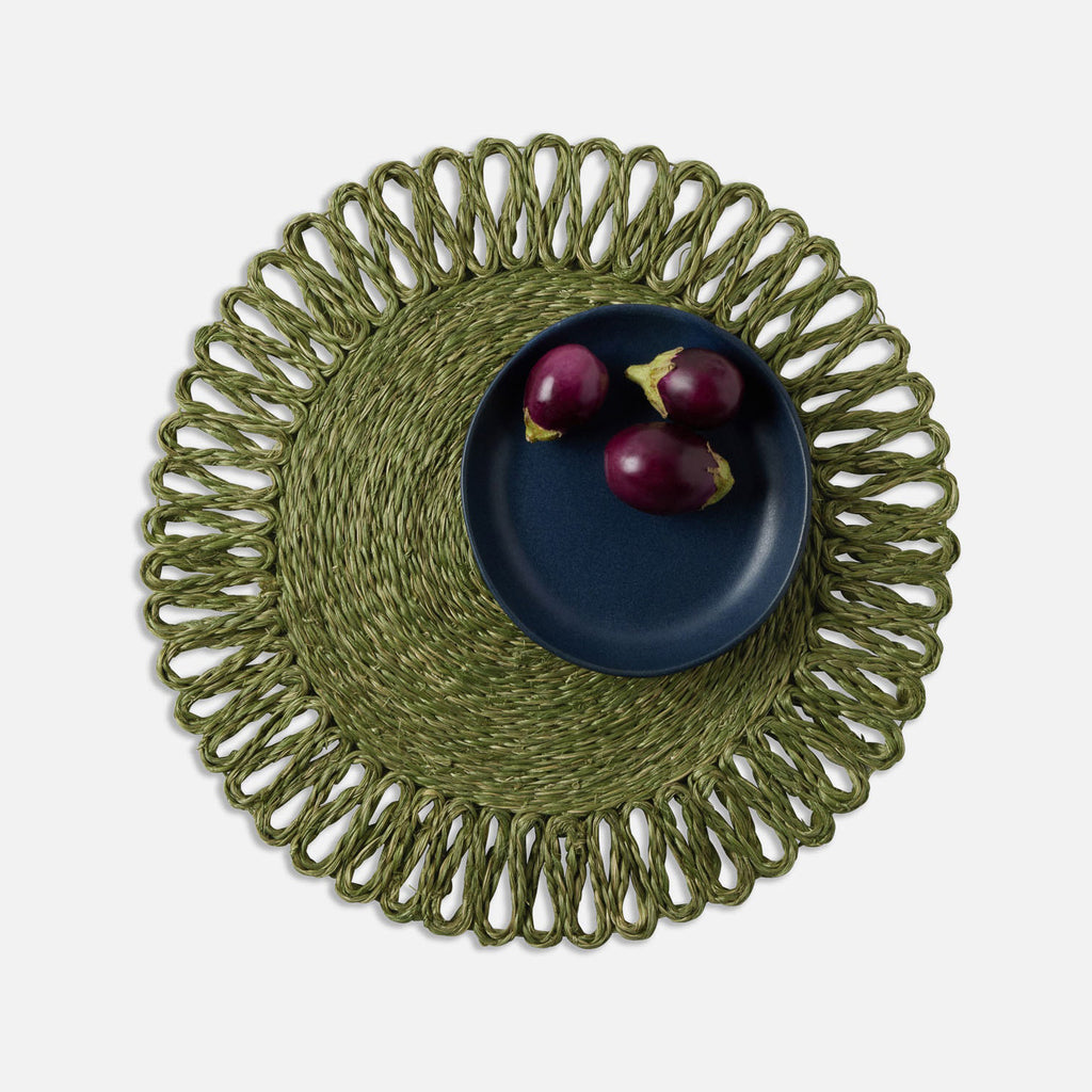 Blue Pheasant Teigan Olive Floral Round Placemat