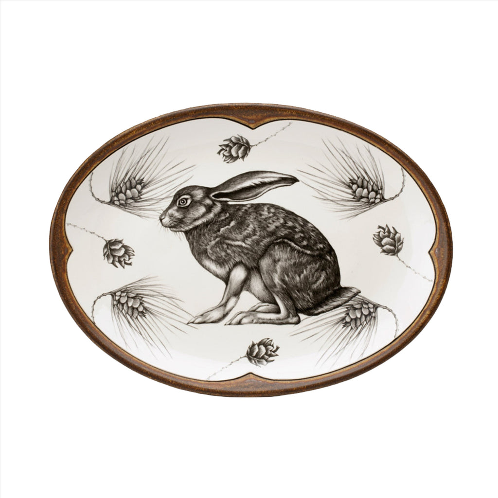 Laura Zindel Oval Platter: Crouching Hare