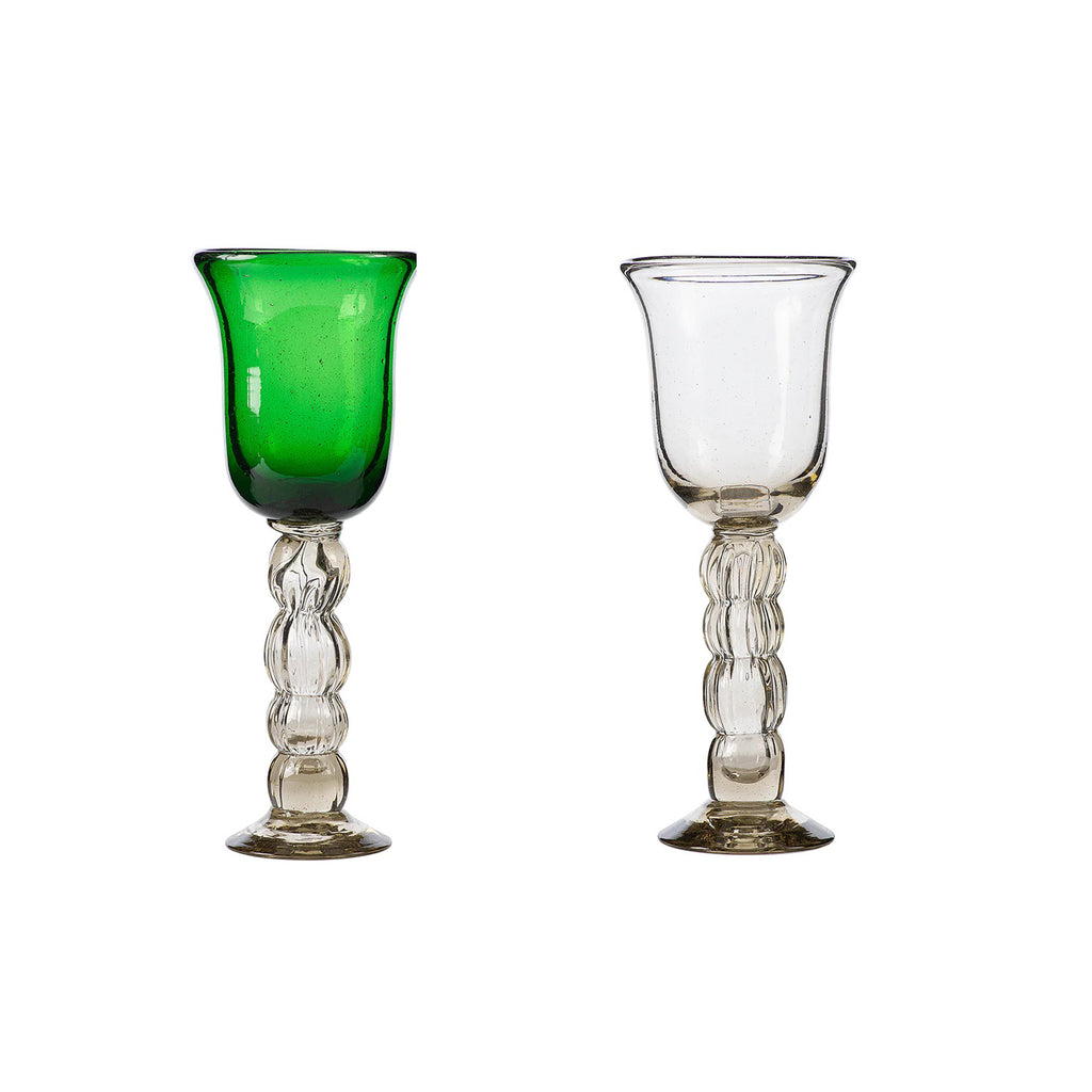 Jan Barboglio Pera Copa Drinking Glass in Verde Green or Clear