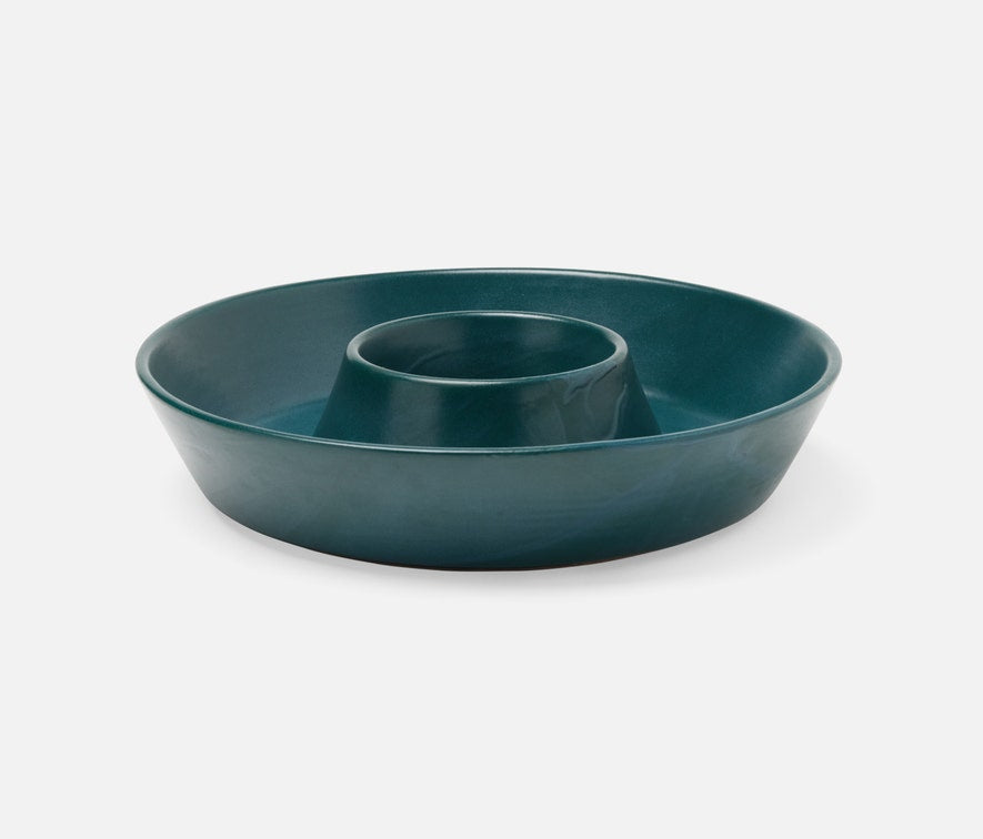 Blue Pheasant Marcus Midnight Teal Chip and Dip Bowl