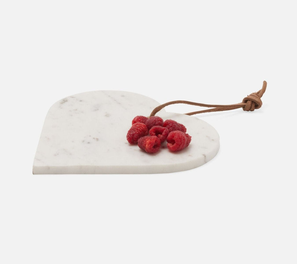 Blue Pheasant Riley White Heart Shaped Marble Serving Board