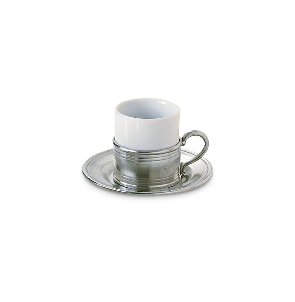 Espresso Cup with Pewter Saucer, Set of 2