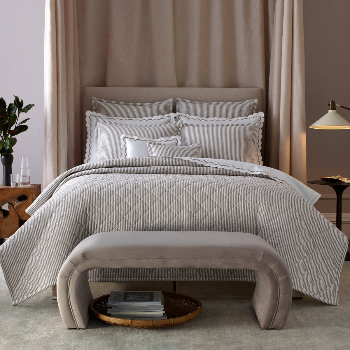 Matouk Matteo Quilted Coverlet + Shams The Picket Fence