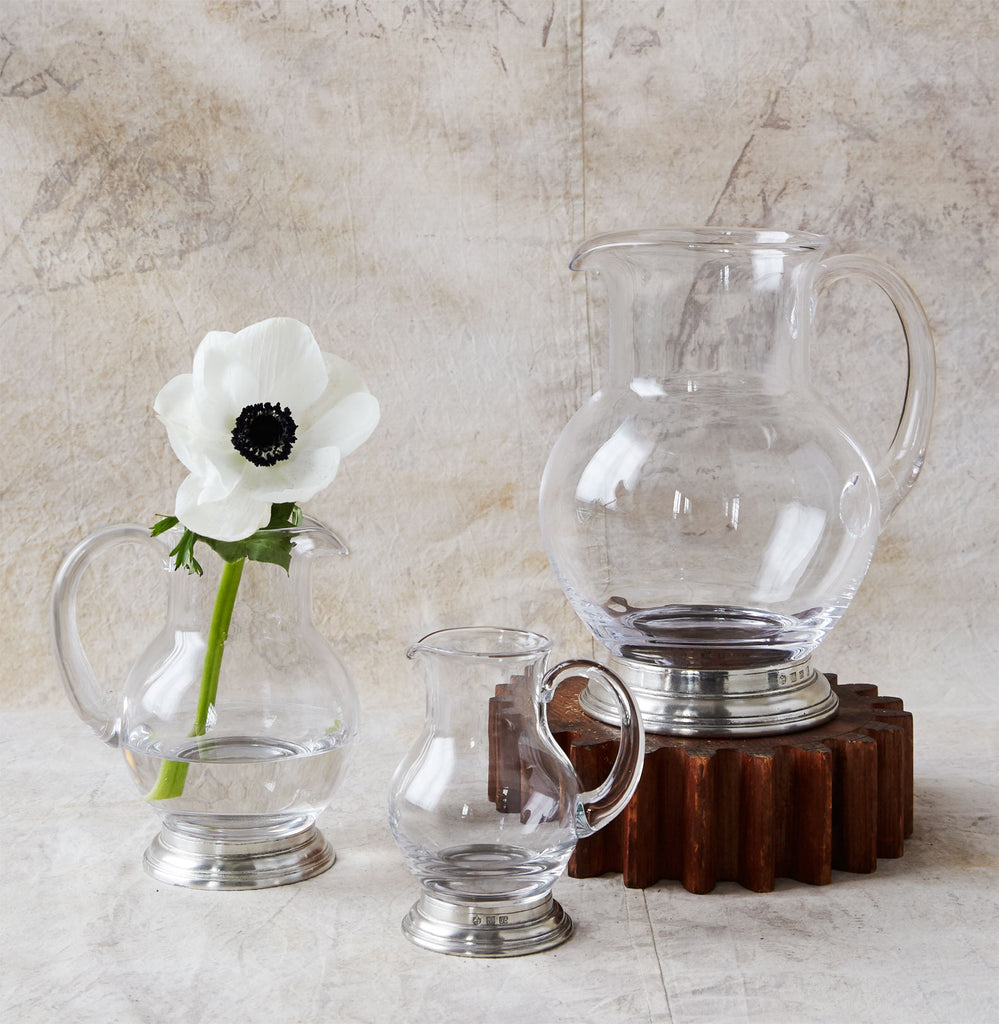 Glass Pitcher with Pewter Base