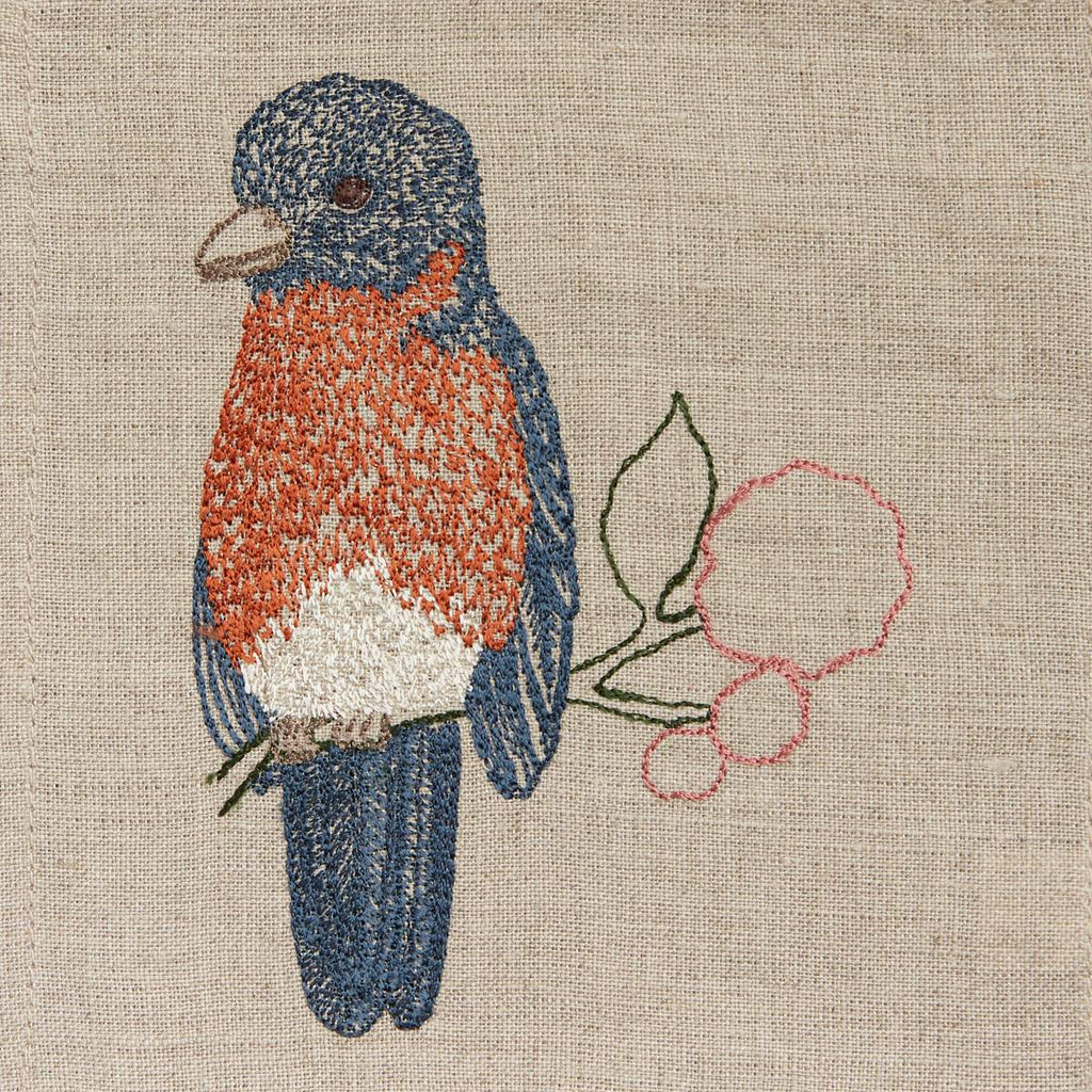 Coral and Tusk Songbirds Embroidered Cocktail Napkin Set