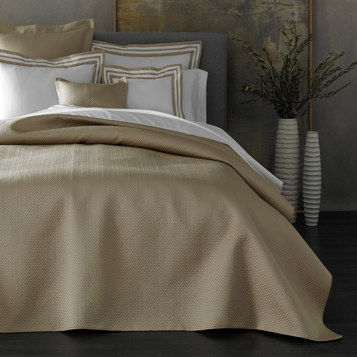 Matouk Alba Quilted Sateen Coverlet and Shams The Picket Fence