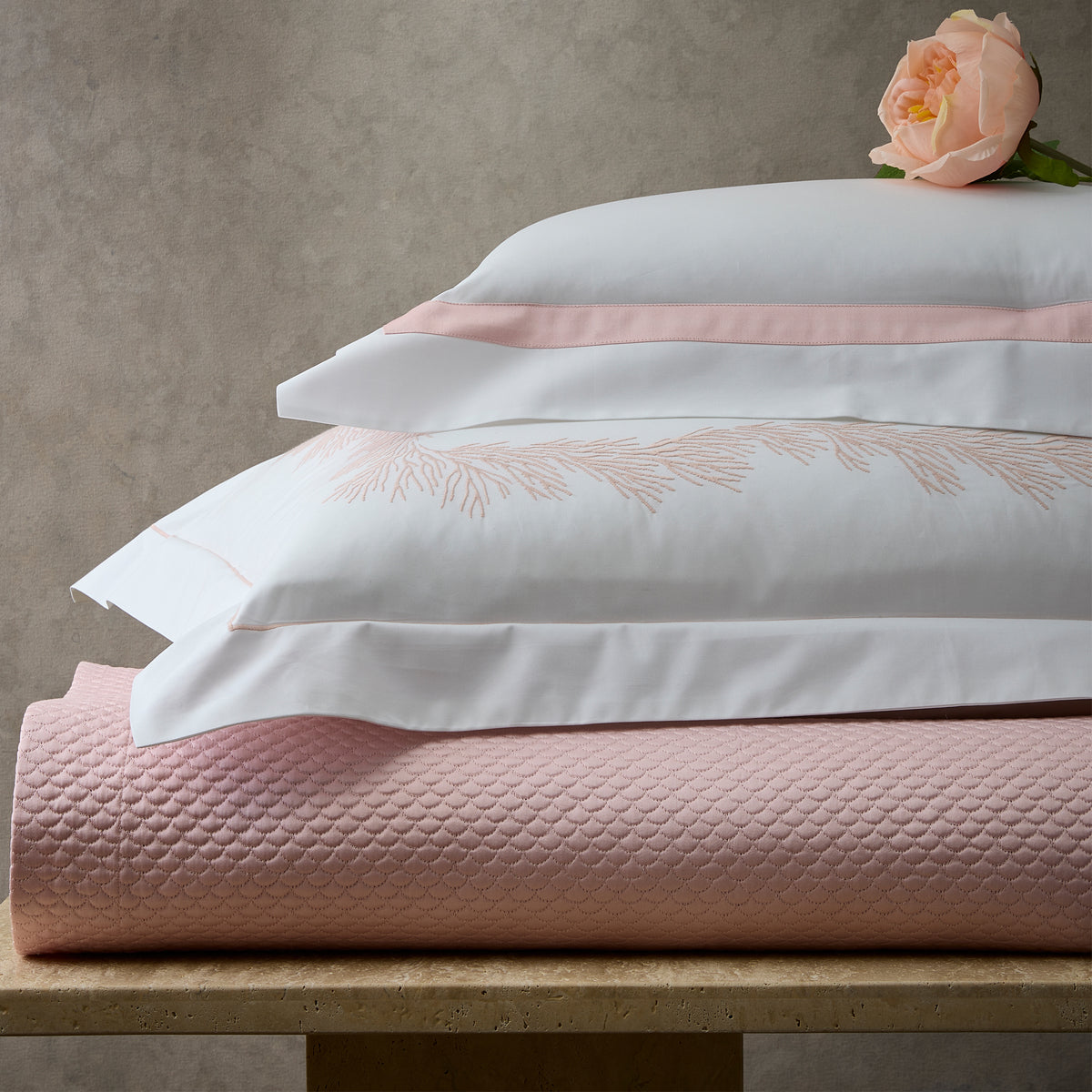 Matouk Alba Quilted Sateen Coverlet and Shams The Picket Fence Store