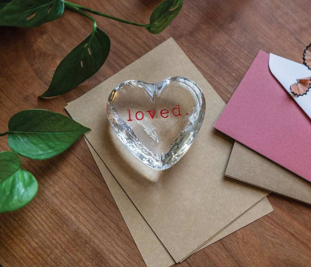 Engraved "loved." Highgate Heart in Gift Box