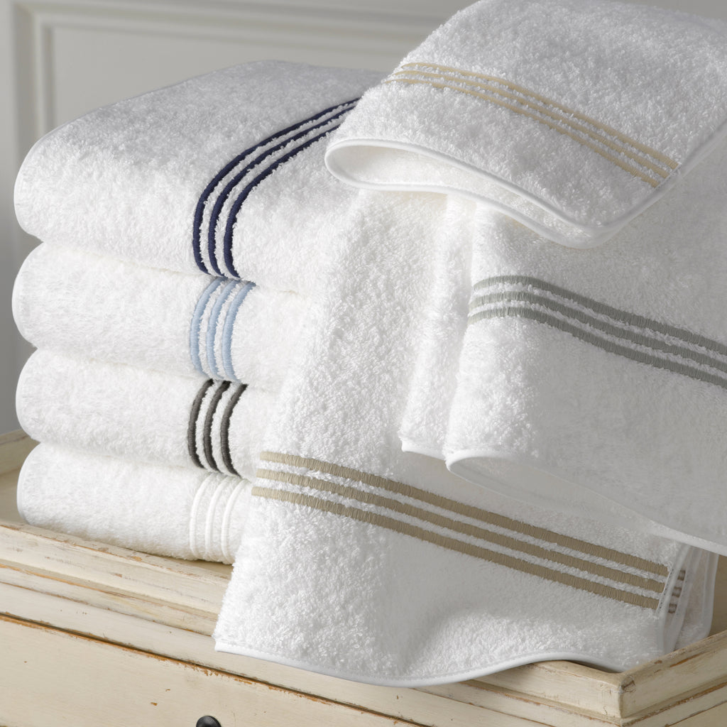 Matouk Bel Tempo Bath Towels + Tub Mats