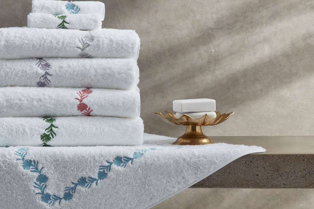 Matouk Daphne Bath Towels + Tub Mats