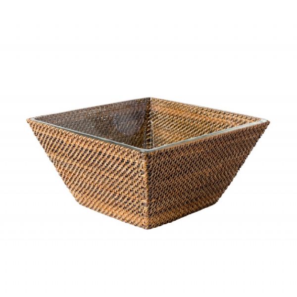 Woven Square Bowl with Glass Insert - Discontinued
