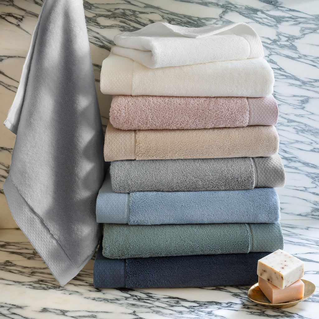 Scandia Home Cosima Bath Towels in White, Ivory, Rosewater Pink, Linen, Alloy Silver, Hydrangea Blue, Alpine green, Marine Blue