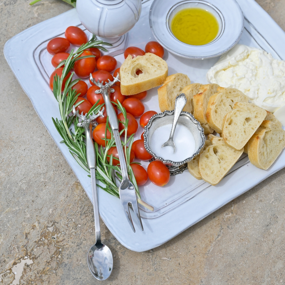 Arte Italica Stag Stainless and Pewter Appetizer Spoon and Fork