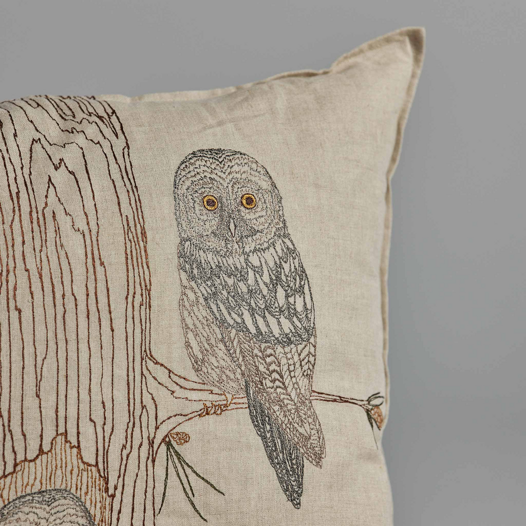 Coral & Tusk Owl Family Tree Pillow