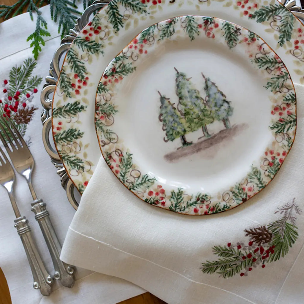 Arte Italica Snowy Evergreens Natale Dinnerware
