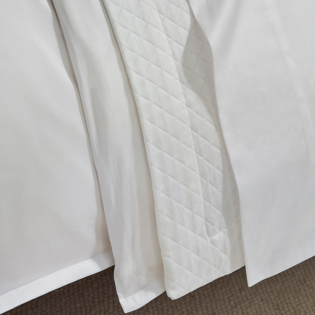 Giza 45 Corto Sateen Duvet Cover, Sheets, and Shams in White from luxury bedding designer Sferra Fine Linens