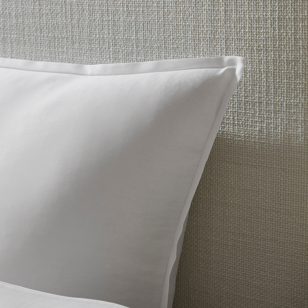Giza 45 Corto Sateen Duvet Cover, Sheets, and Shams in White from luxury bedding designer Sferra Fine Linens