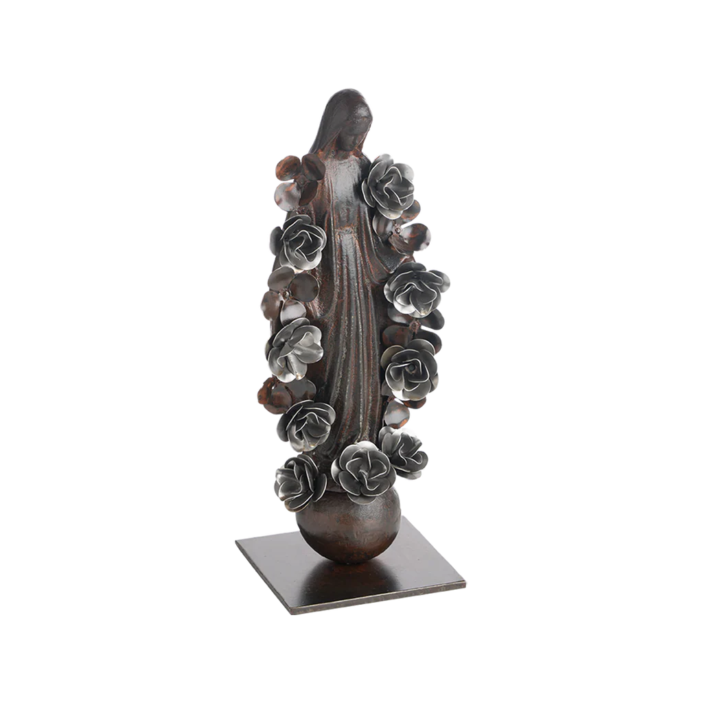 Jan Barboglio Virgen con Flores Angel with Roses in Nickel and Natural