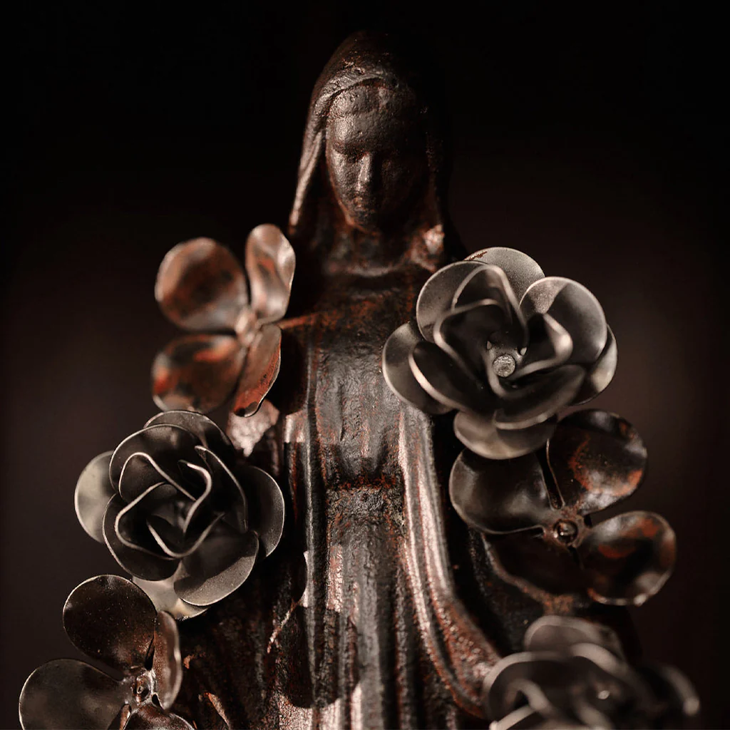 Jan Barboglio Virgen con Flores Angel with Roses in Nickel and Natural