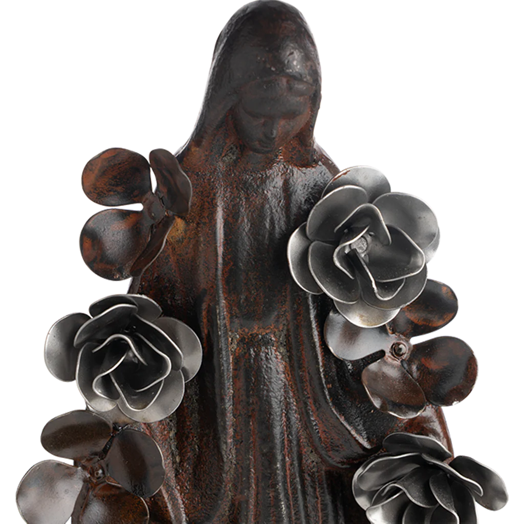 Jan Barboglio Virgen con Flores Angel with Roses in Nickel and Natural