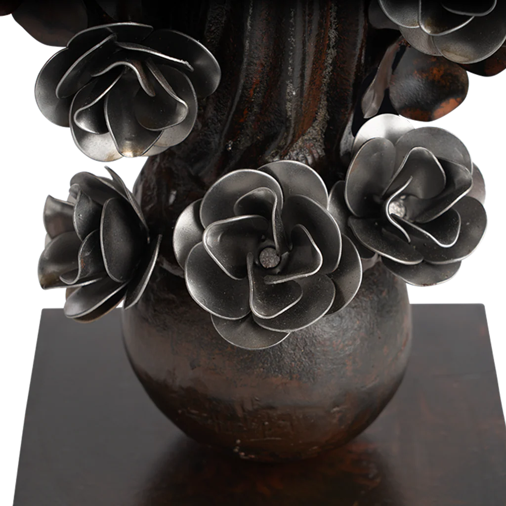 Jan Barboglio Virgen con Flores Angel with Roses in Nickel and Natural