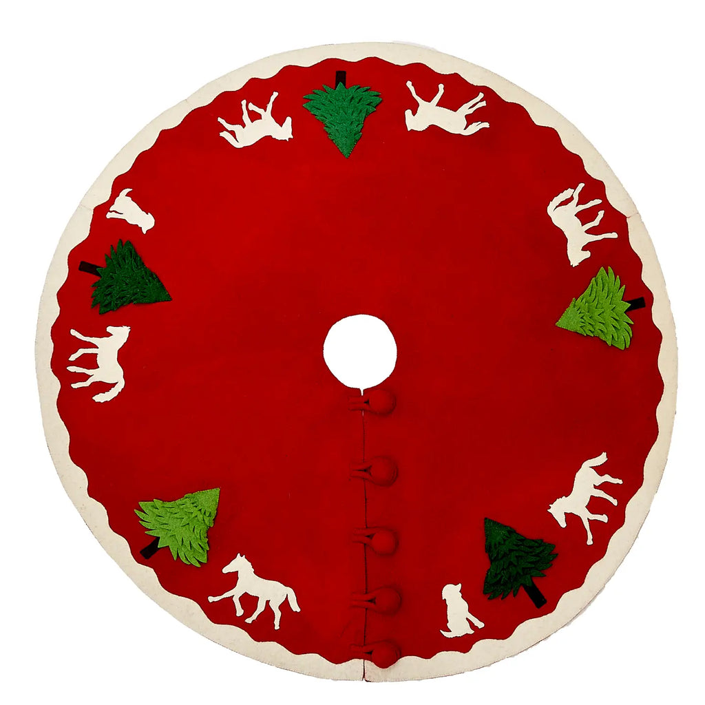 Arcadia Home Dogs and Horses, Equestrian Felted Wool Tree Skirt