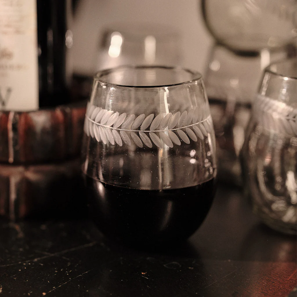 Jan Barboglio Honor Stemless Etched Drinking Glass