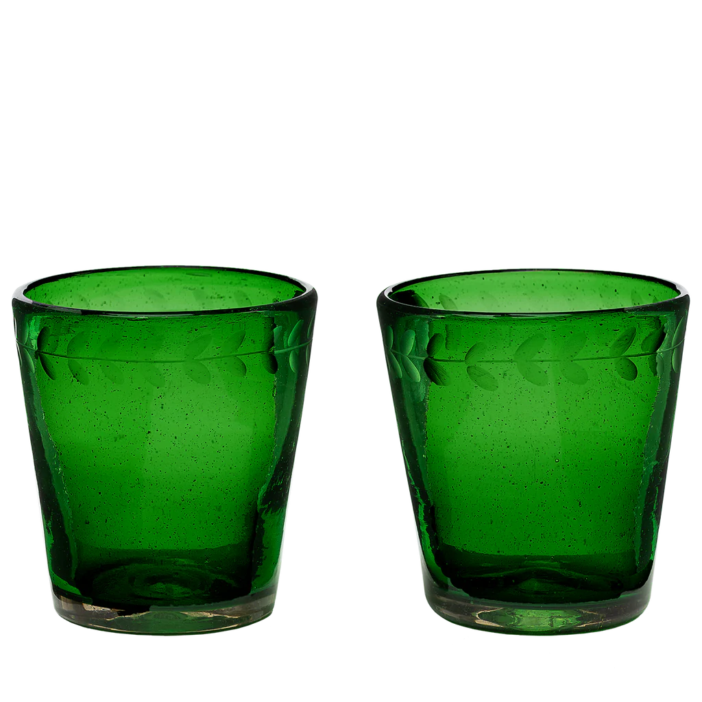 Jan Barboglio Hierbabuena Green Glass Double Old Fashioned