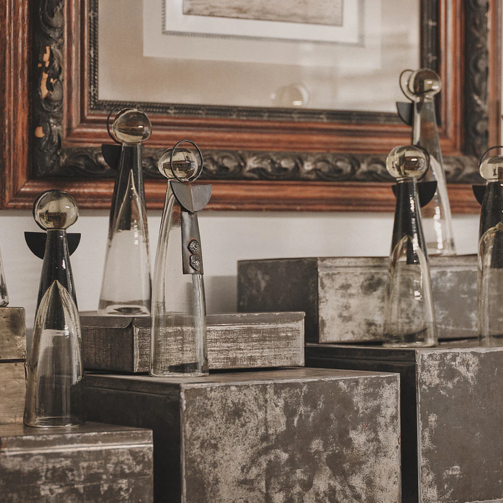 Jan Barboglio Zapoteca Glass Angel with Iron Wings and Halo