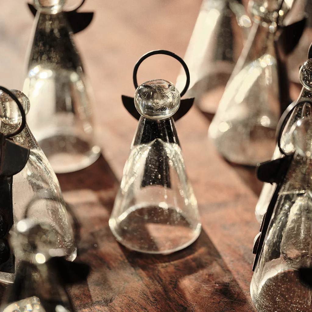 Jan Barboglio Zapotec-ita Glass Angel with Iron Wings and Halo