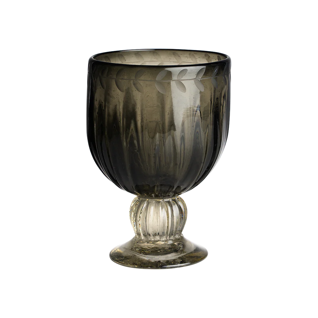 Jan Barboglio Gloria Goblet Glass in Smoke Grey