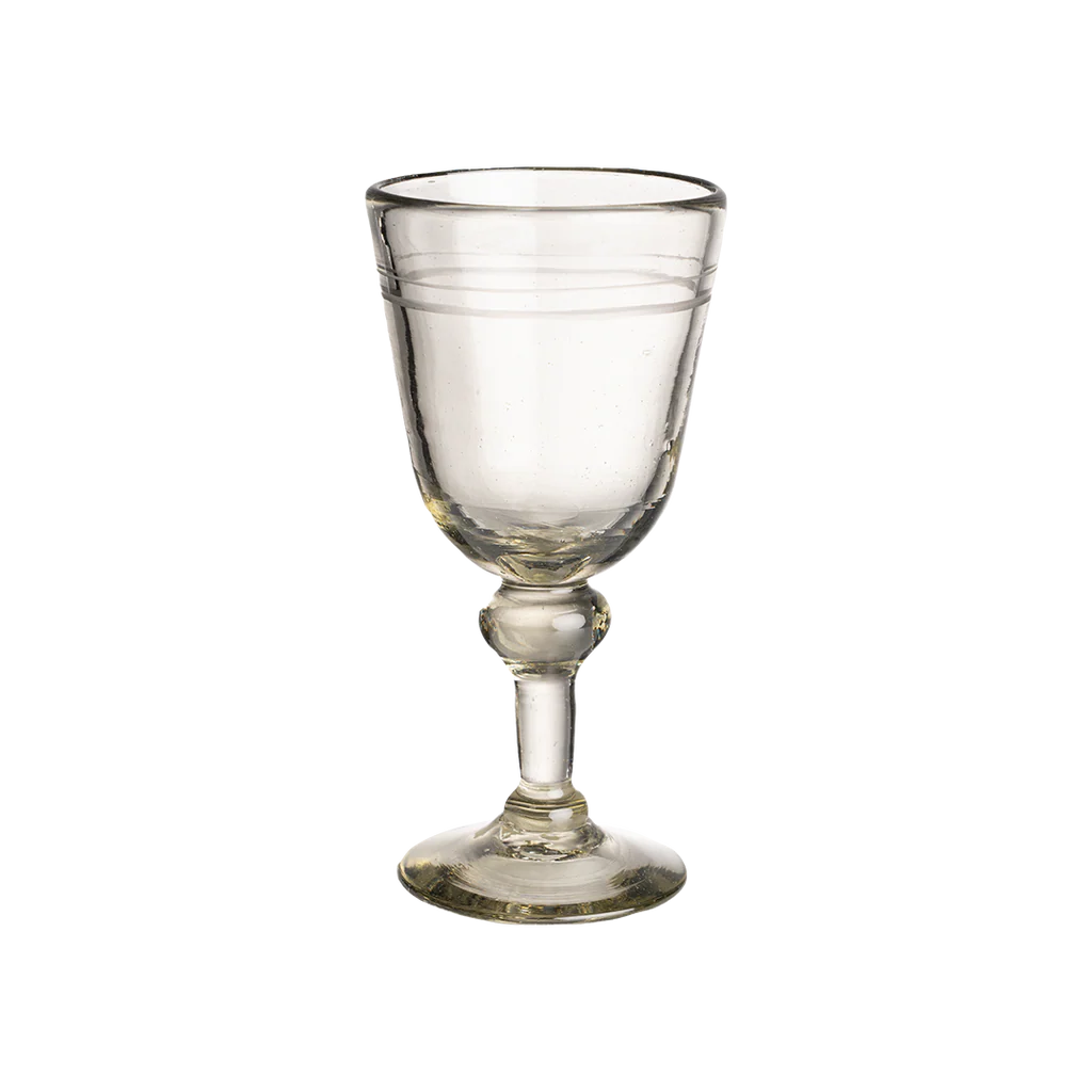 Jan Barboglio Halo Clear Glass Goblet engraved with double halo accent