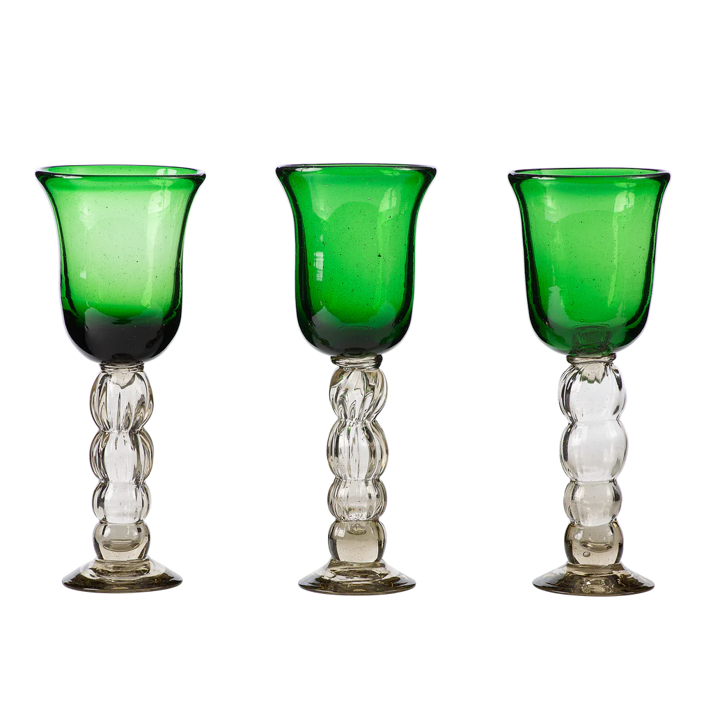 Jan Barboglio Pera Copa Drinking Glass in Verde Green 