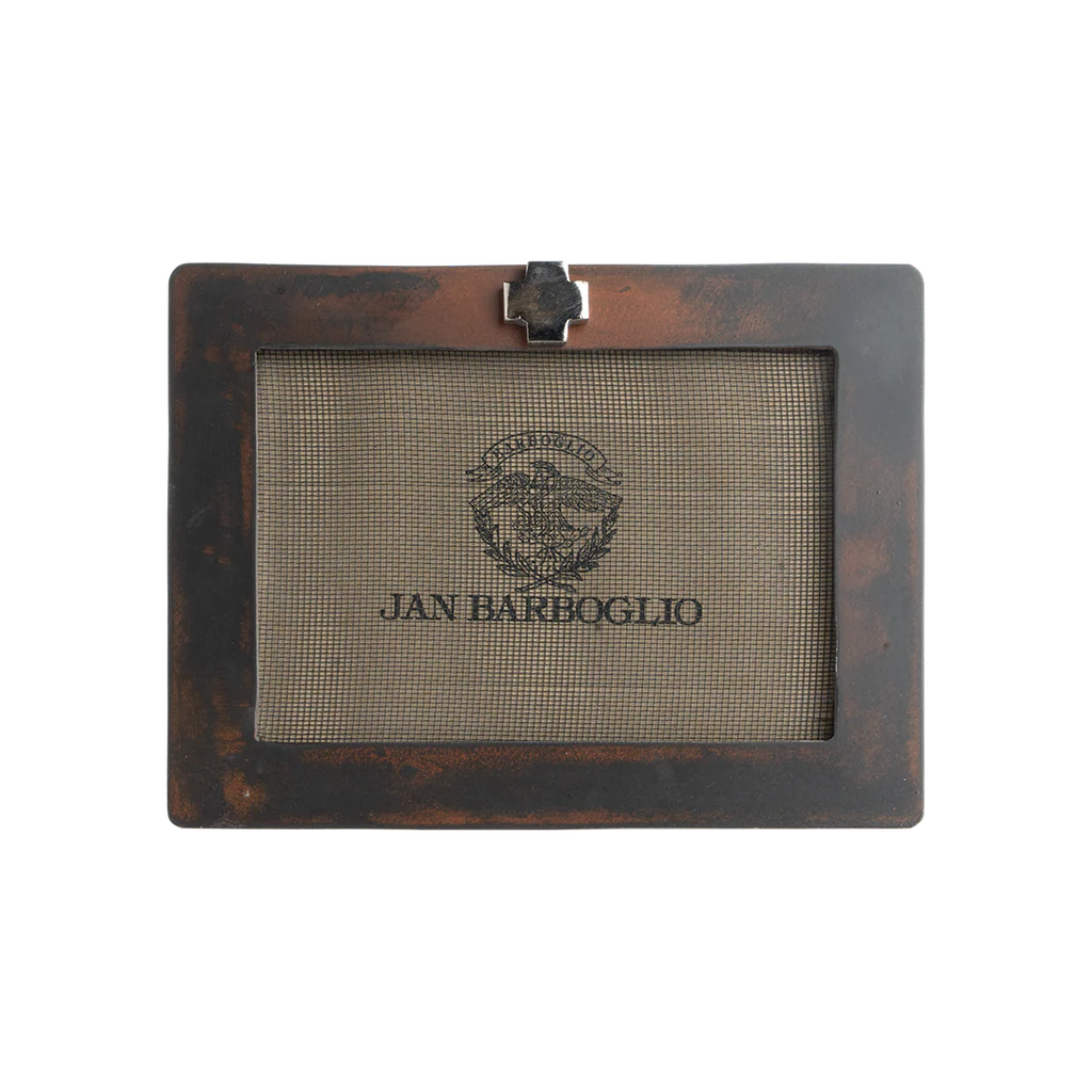 Jan Barboglio Casa Iron Picture Frame with Nickel finish cross detail
