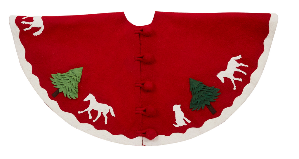 Arcadia Home Dogs and Horses, Equestrian Felted Wool Tree Skirt