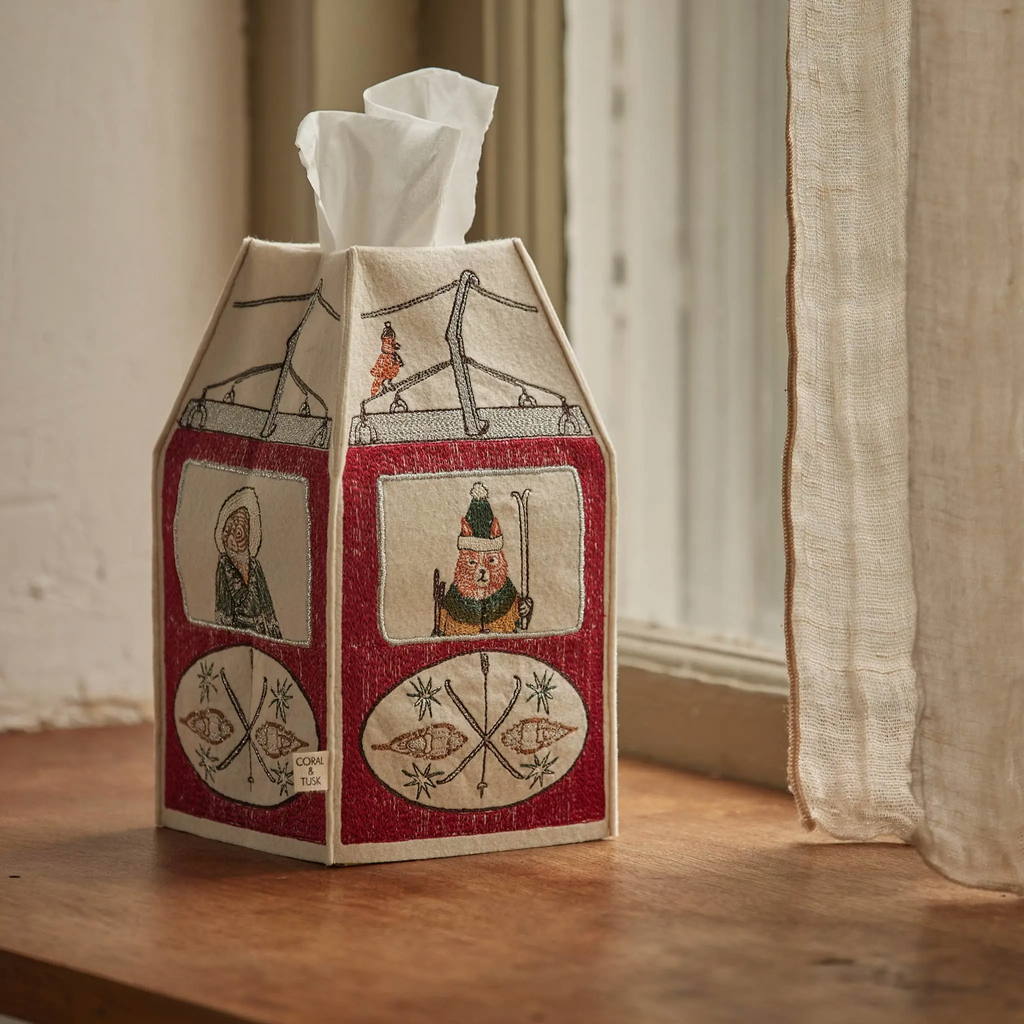 Coral & Tusk Gondola Embroidered Tissue Box Cover
