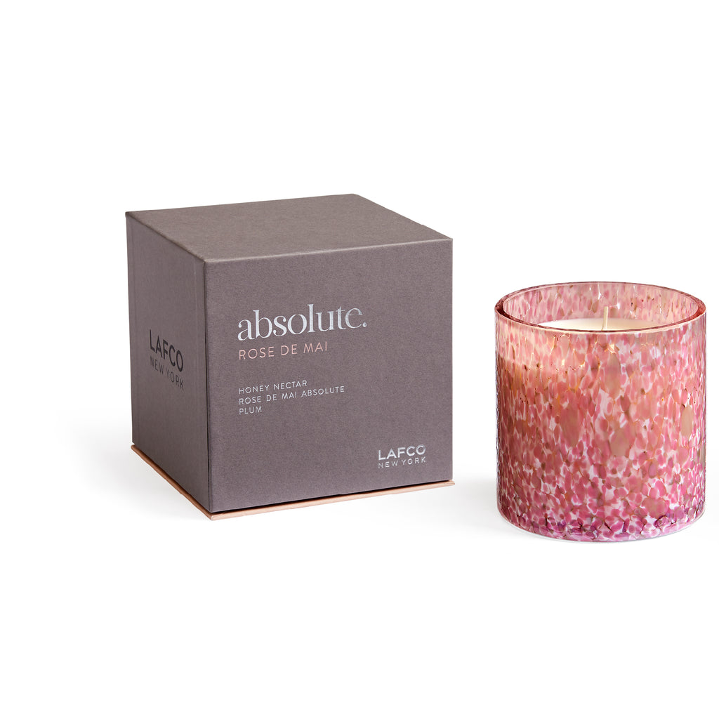 Lafco New York Rose de Mai Signature Candle in Pink Glass Vessel