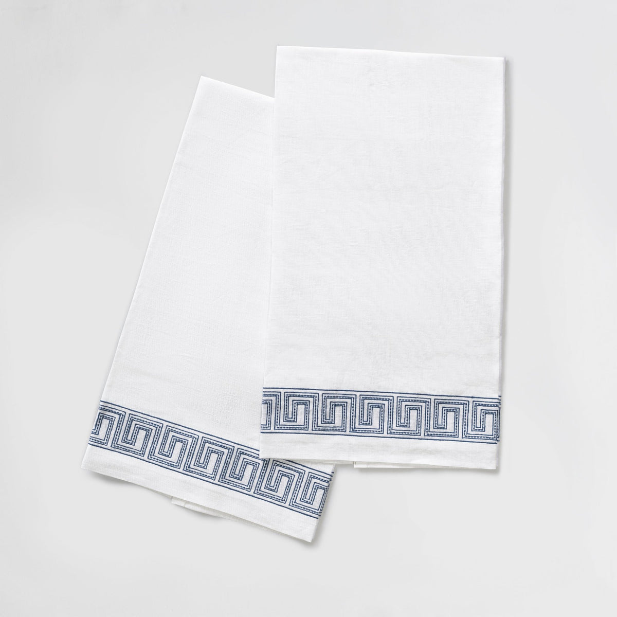 Matouk Schumacher Ophelia Embroidered Greek Key Linen Guest Towels ...