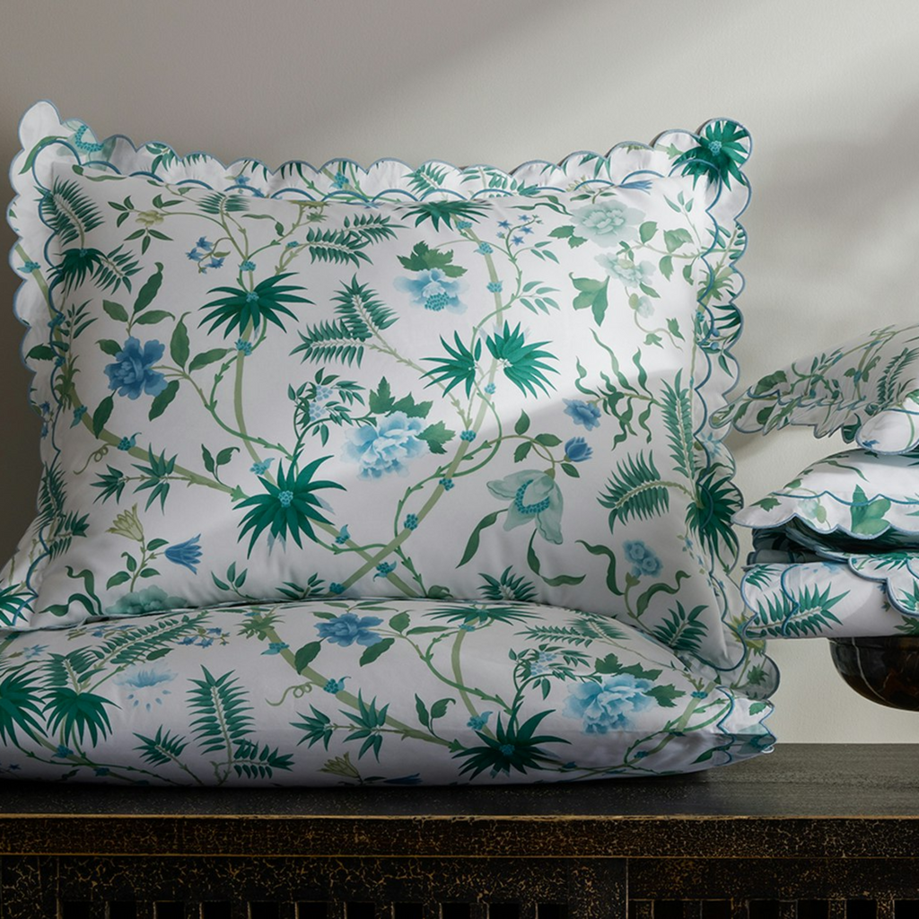 Matouk Palmyra Palm and Floral Printed Sheets, Duvet Cover + Shams