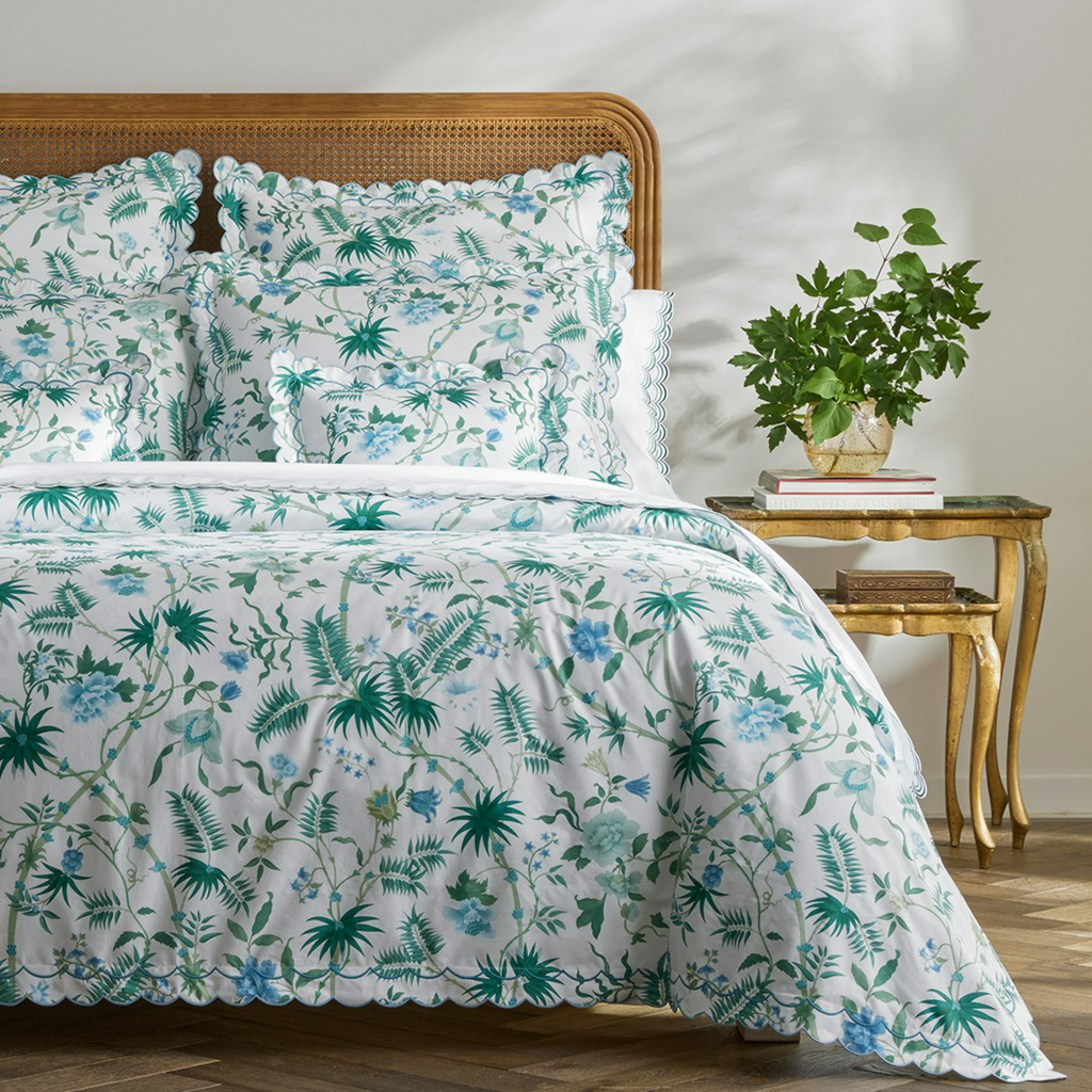 Matouk Palmyra Palm and Floral Printed Sheets, Duvet Cover + Shams