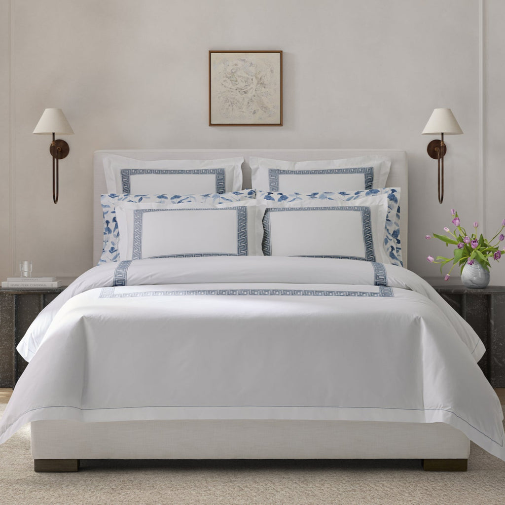 Black Greek Key Jacquard Reversible Cotton Rich Duvet Cover - Matalan