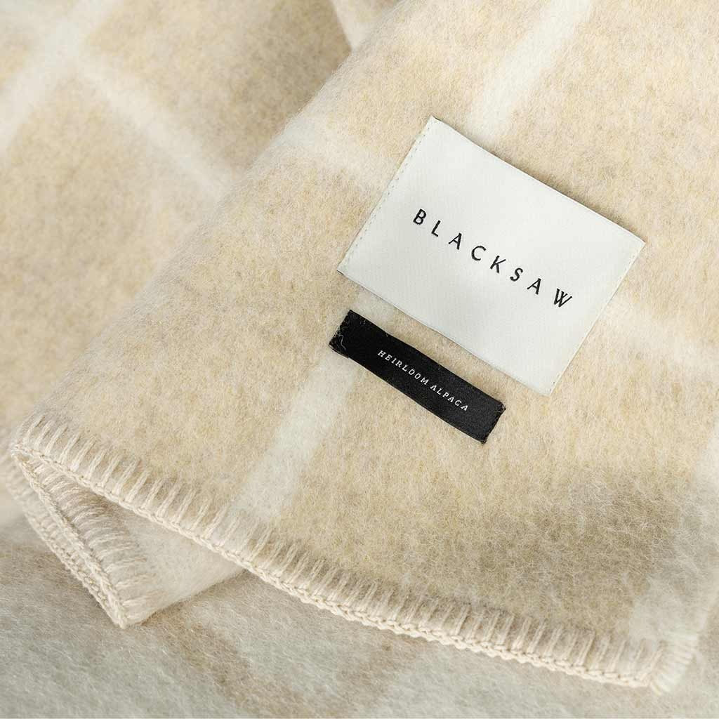 Blacksaw Umi Heirloom Blanket in Limestone Melange/Ivory Grid