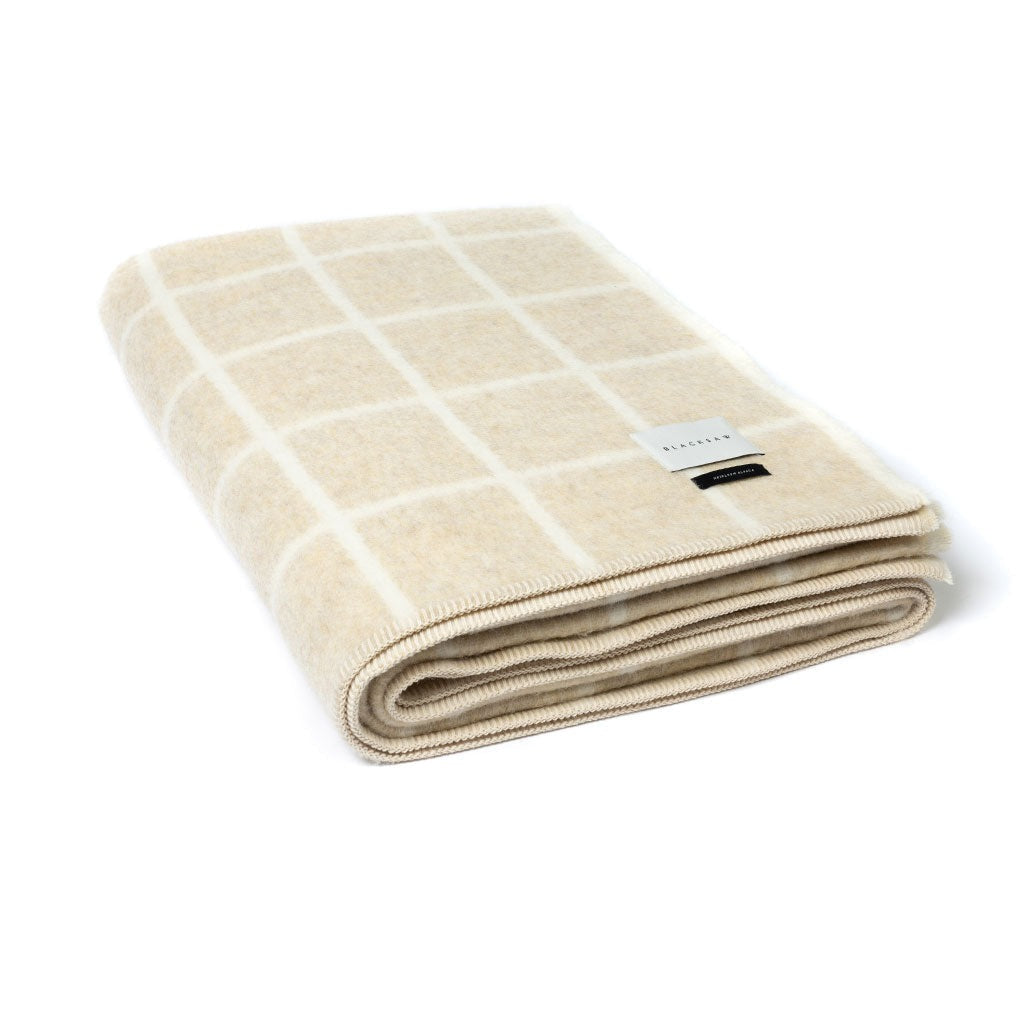 Blacksaw Umi Heirloom Blanket in Limestone Melange/Ivory Grid
