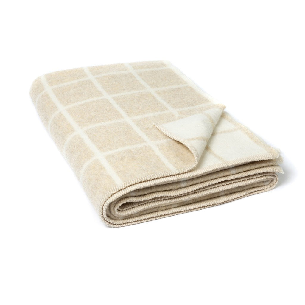 Blacksaw Umi Heirloom Blanket in Limestone Melange/Ivory Grid