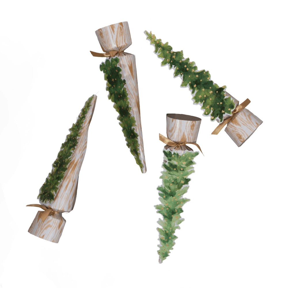 Caspari White Christmas Cone Crackers